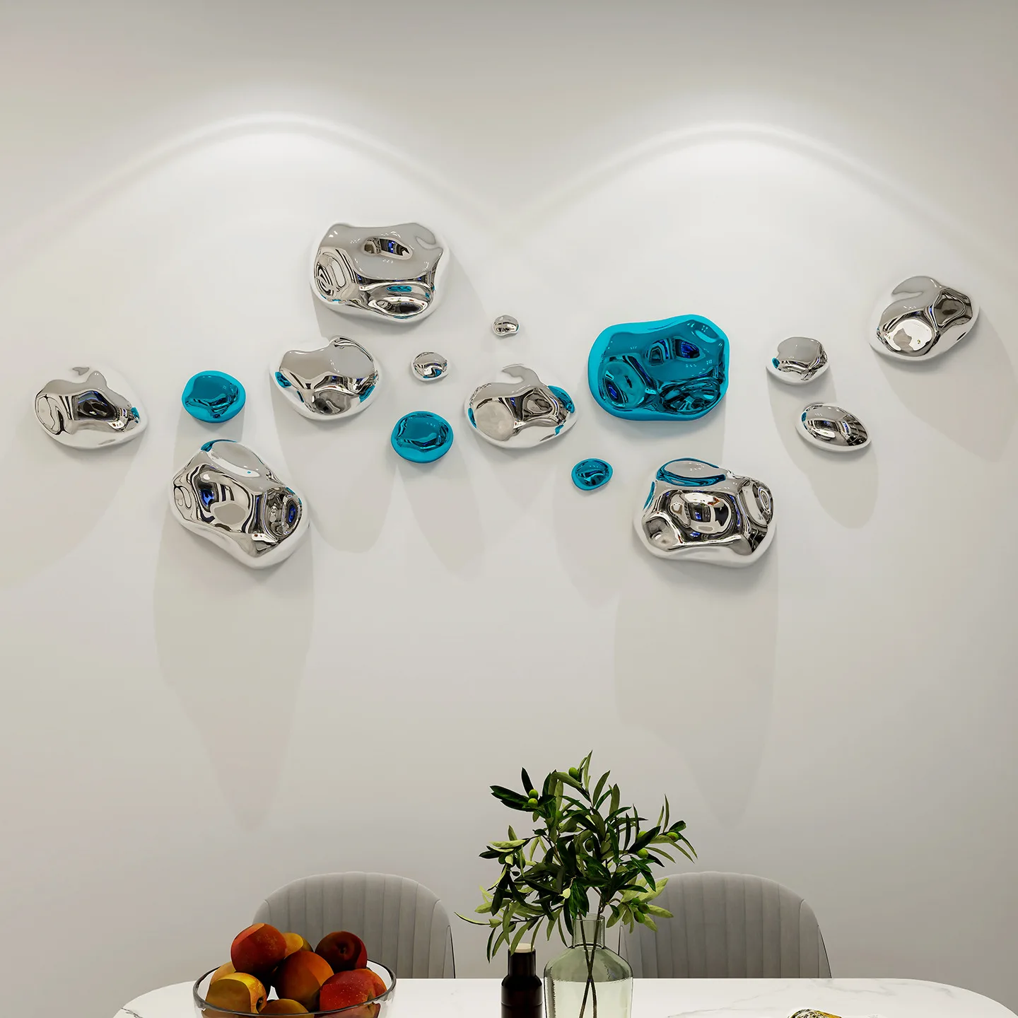Minimally creative wall mounted imitation metal irregular three-dimensional wall mounted, electroplated wall decoration