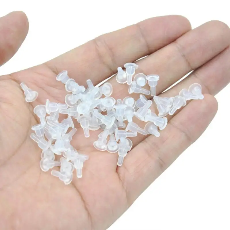31BB 50 Pcs Silicone Rubber Earring Holders Backstops Soft Ear Plug Supplies for DIY