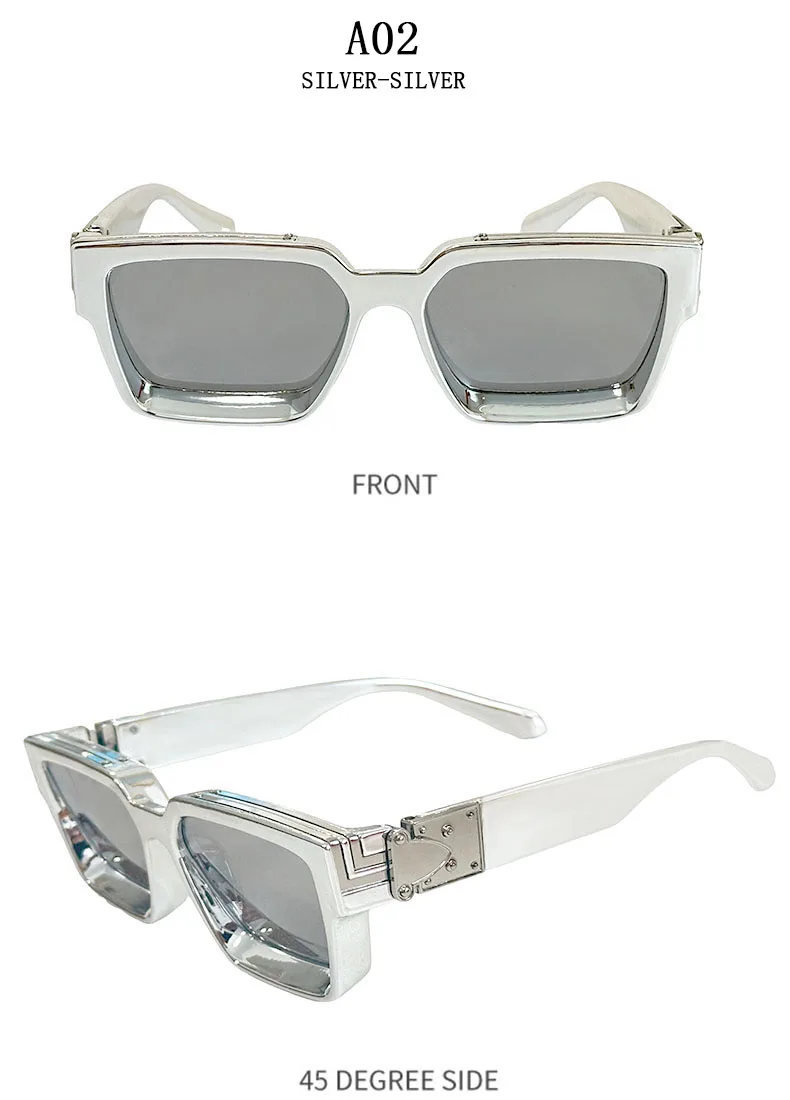 Millionär Quadratische Sonnenbrille Für Männer Retro Sonnenschutz Sonnenbrille Frauen Trendy Und Modische Vintage Mode Gläser Zonnebril – Detail 19