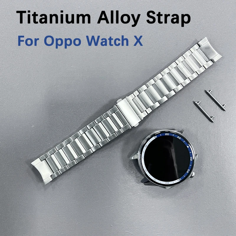 NO Gaps Titanium Alloy Strap Watchband for OPPO Watch X, Circular Interface replacement Band for OPPO X Smartwatch