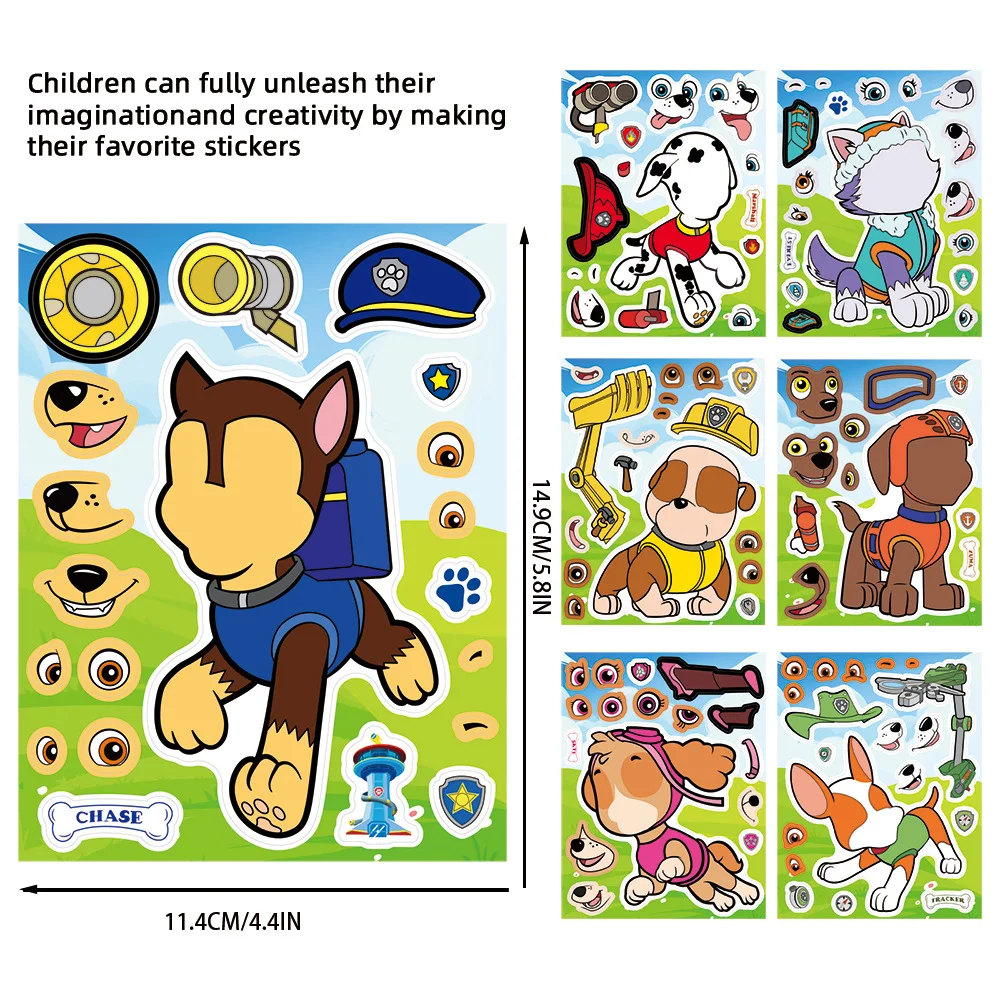 8/16 ورقة جعل وجه باو دورية لغز ملصقات الكرتون لتقوم بها بنفسك رايدر تشيس تجميع بانوراما الاطفال لعبة الأطفال الأولاد لعبة حفلة هدية #3