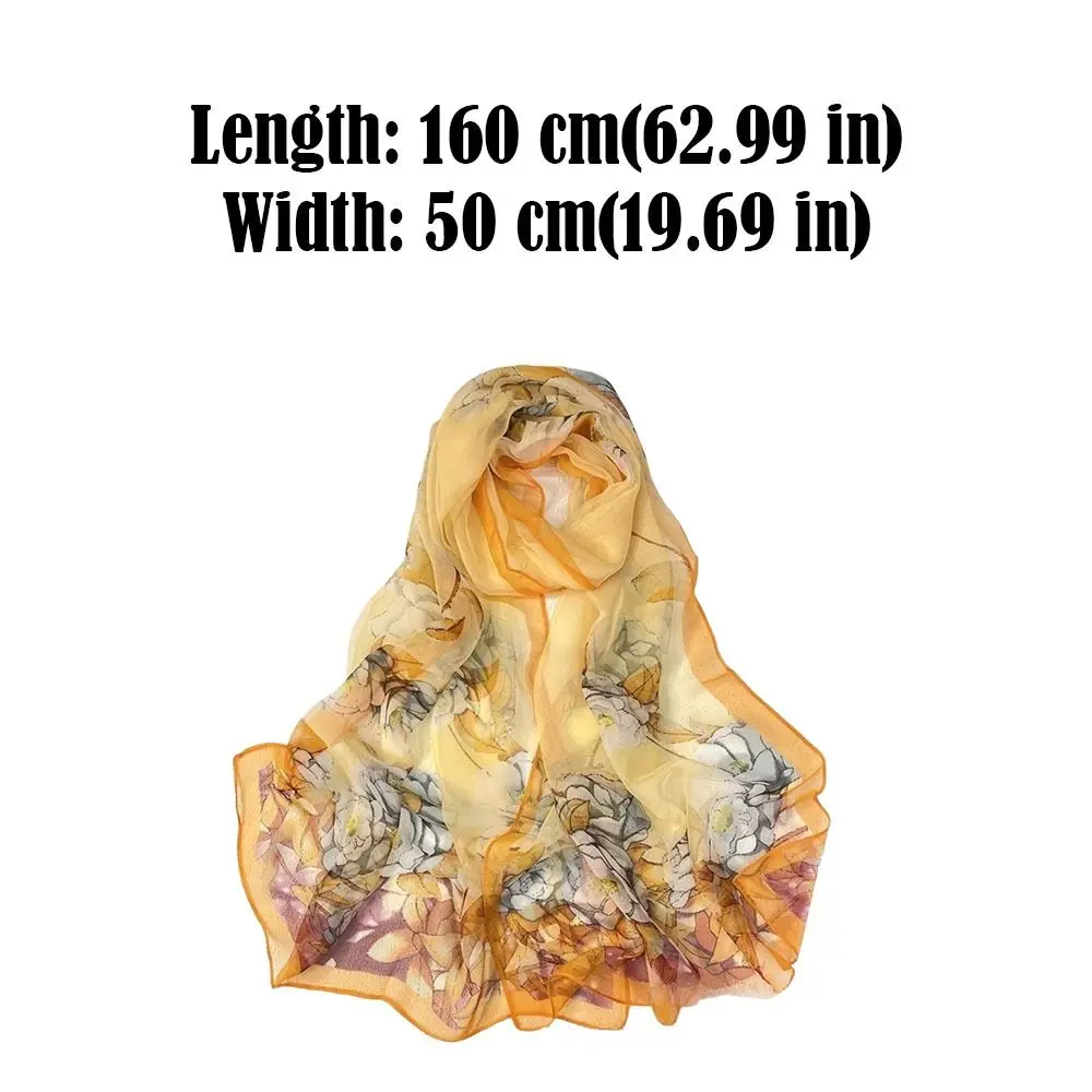 وشاح حريري محمول بطباعة الأزهار، شال شاطئ ناعم قابل للتنفس ومقاوم لأشعة الشمس للنساء