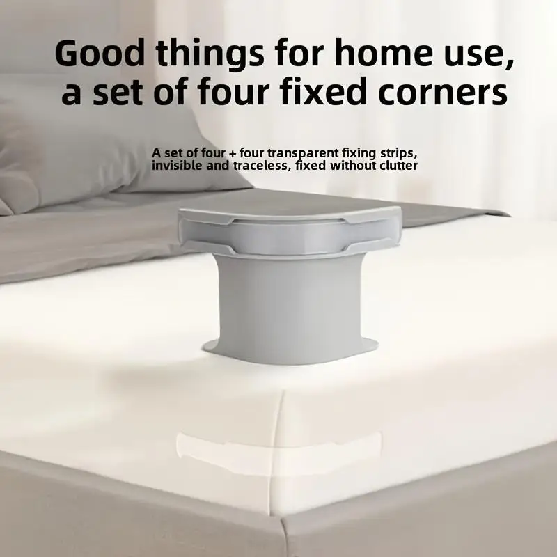 حامل ملاءة سرير قابل للتعديل مع 4 أشرطة مرنة، قبضة قوية، يناسب جميع الأسرة، إكسسوارات الفراش لديكور المنزل، قفل ملاءة آمنة