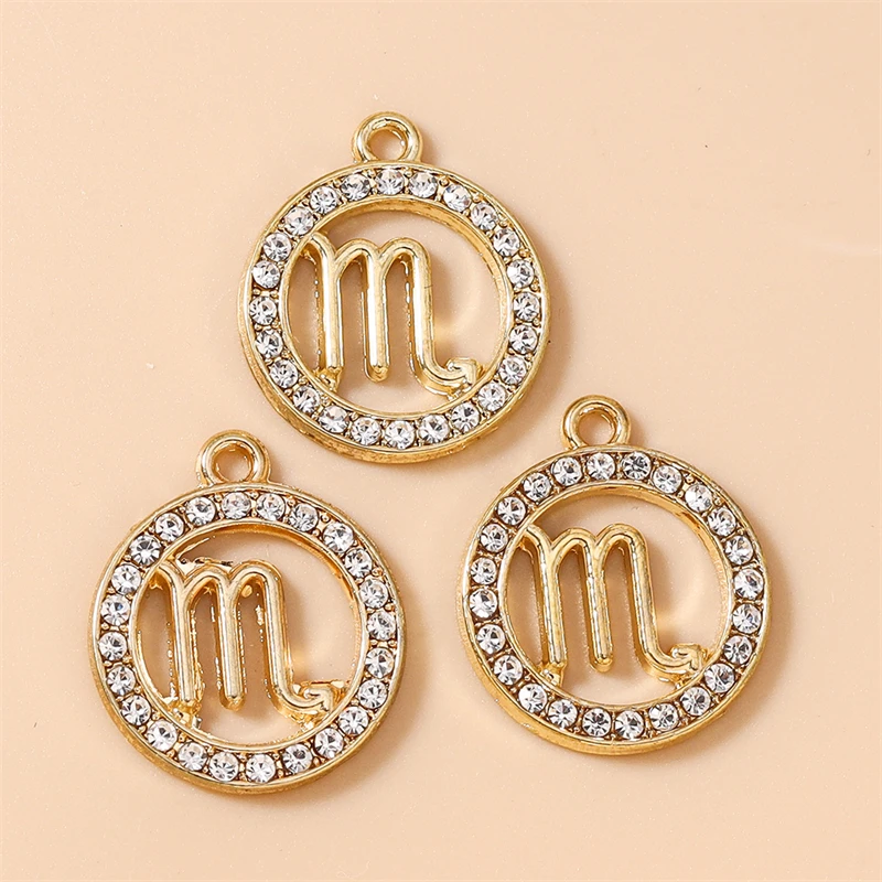 20pcs Cute Crystal Metal Constellations Charms for DIY