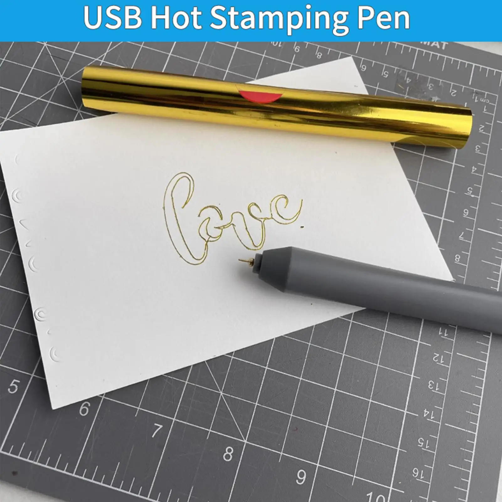 USB Heat Foil Pen Set Stamping Pen for Scrapbooking Tool Kits WIth Gold & Silver Hot Foil Roll Drawing Pen for Scrapbook making view 3
