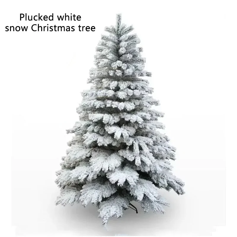 PVC  Encrypted Christmas Tree White Snowflake  Flocking  Artificial Christmas Tree Christmas Family Atmosphere Decoration 1.2m-2