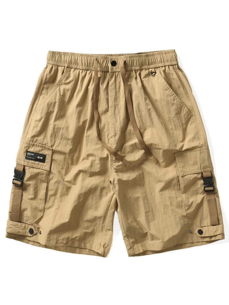 

Модные повседневные мужские летние тонкие спортивные брюки цвета хаки, свободная рабочая одежда, прямые брюки длиной пять четвертей