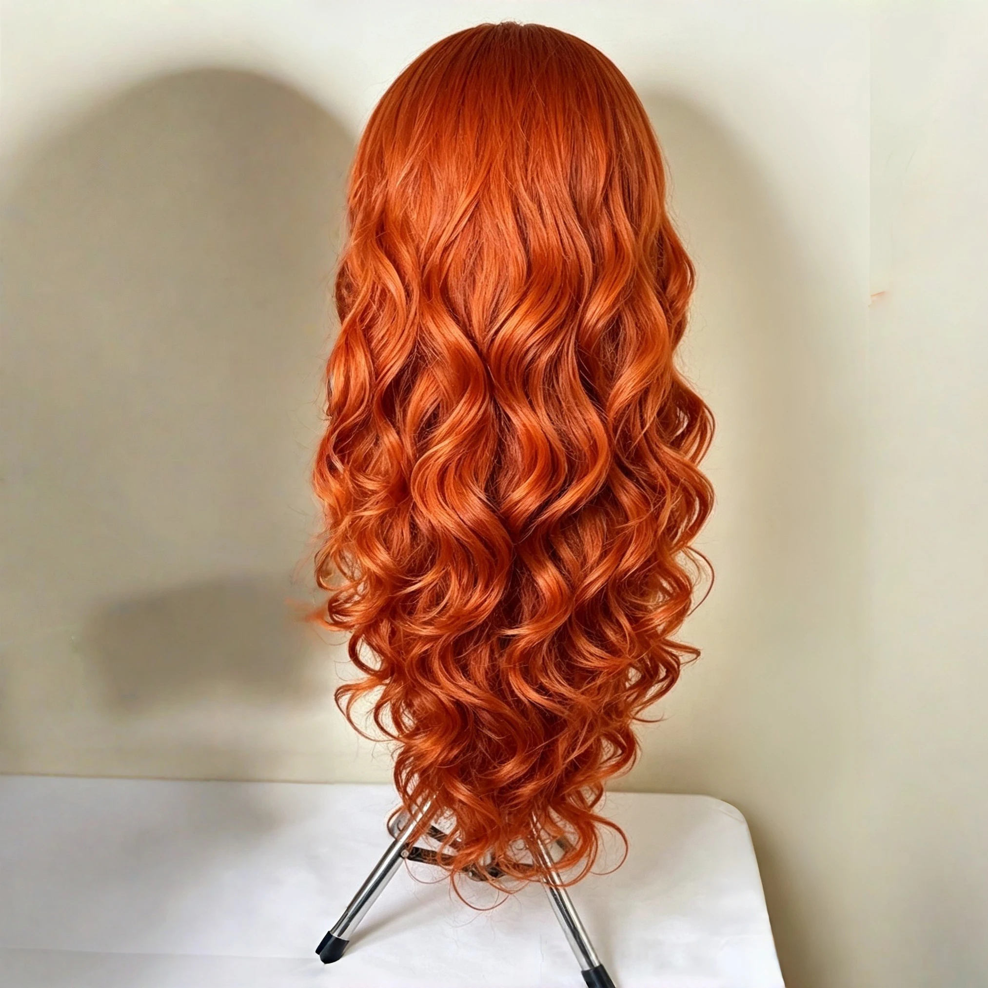 UStyleHair Ginger Lace Front Wig Long Body Wave Light Copper Wig Heat Resistant Synthetic Hair Wig Daily Use Cosplay Wig Fashion