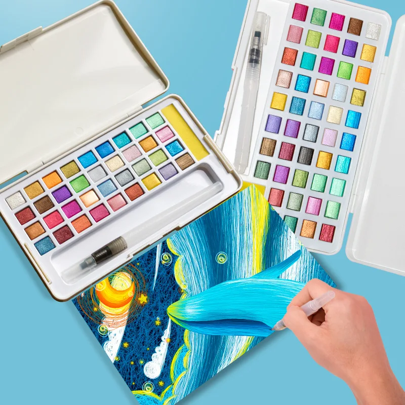 Solid Watercolor Paint Set Glitter Watercolor Pigments for Drawing Art Paint Supplies Nail Design