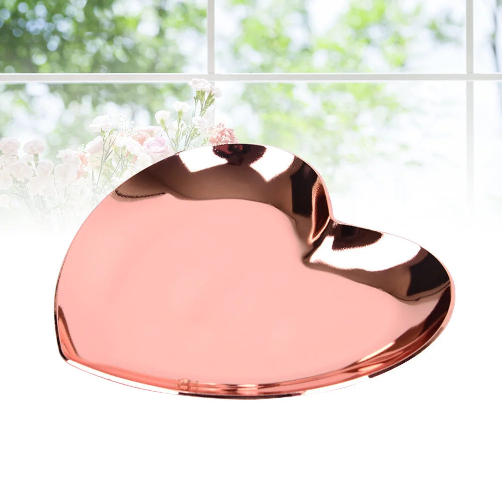 

Heart Shaped Metal Tray Rose Gold Jewelry Organizer Ring Necklace Storage Dish Women Jewelry Holder Decorative Plate