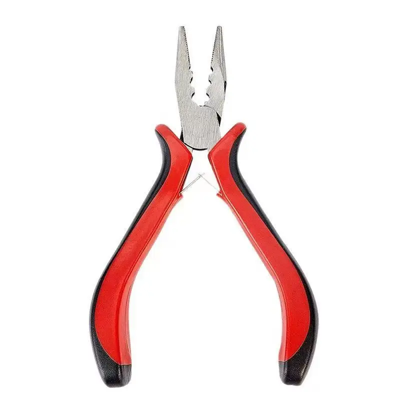 3-Hole Nickel-Iron Alloy Pliers - Black-Red Handle Bent-Head Toothed Pliers for DIY  & Jewelry Crafting