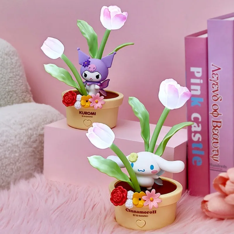 MINISO Sanrio Flower Fairy Series Cinnamoroll LED Night Light Kuromi Creative Decoration Ornament Lamp Girls Children Toy Gift