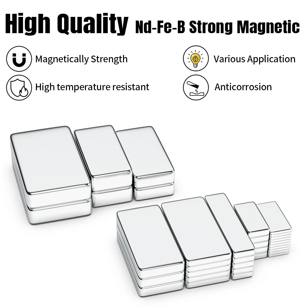 Imán de neodimio súper fuerte, 10/20/25mm X 5/10/15mm X 1/2/3/4/5mm, bloque N35 NdFeB, imanes magnéticos permanentes potentes