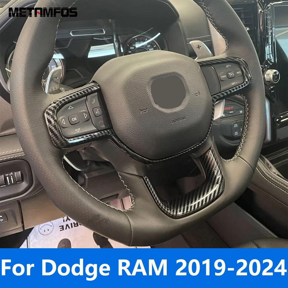 

Аксессуары для Dodge RAM 2019-2022 2023 2024 Внутренняя крышка рулевого колеса из углеродного волокна молдинг отделка рамка стикер автостайлинг