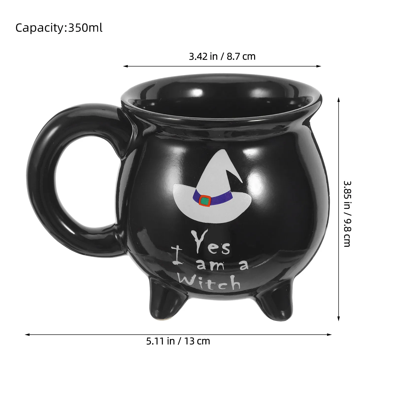 Halloween Witch Ceramic Coffee Mug 350Ml Cauldron Shape Vintage Gothic Halloween Ceramic Cup Decorative Witch Coffee Drinkware