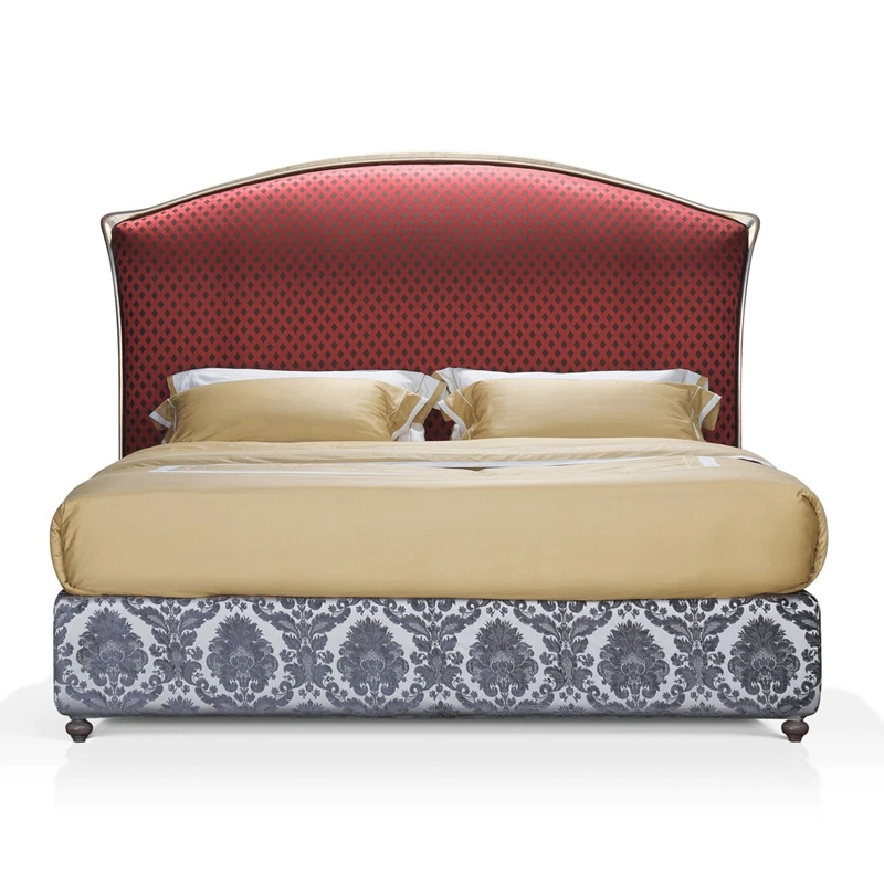 

Американская простая двуспальная кровать из цельного дерева в стиле ретро, вилла, главная спальня, светлая роскошная мягкая сумка, свадебная кровать, современная