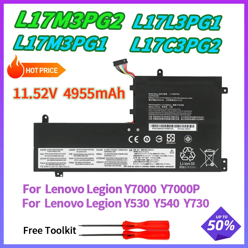 L17M3PG2 Laptop Battery for Lenovo Legion Y7000 Y7000P-1060 2018 2019 Y530 Y730 L17L3PG1 L17M3PG1 L17M3PG3 L17C3PG1 L17C3PG2