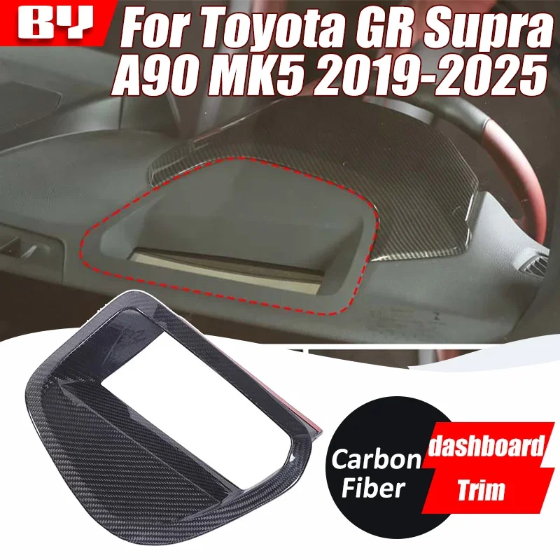 

For Toyota GR Supra A90 MK5 2019-2025 Real Carbon Fiber center console dashboard Storage panel trim cover Interior Accessories