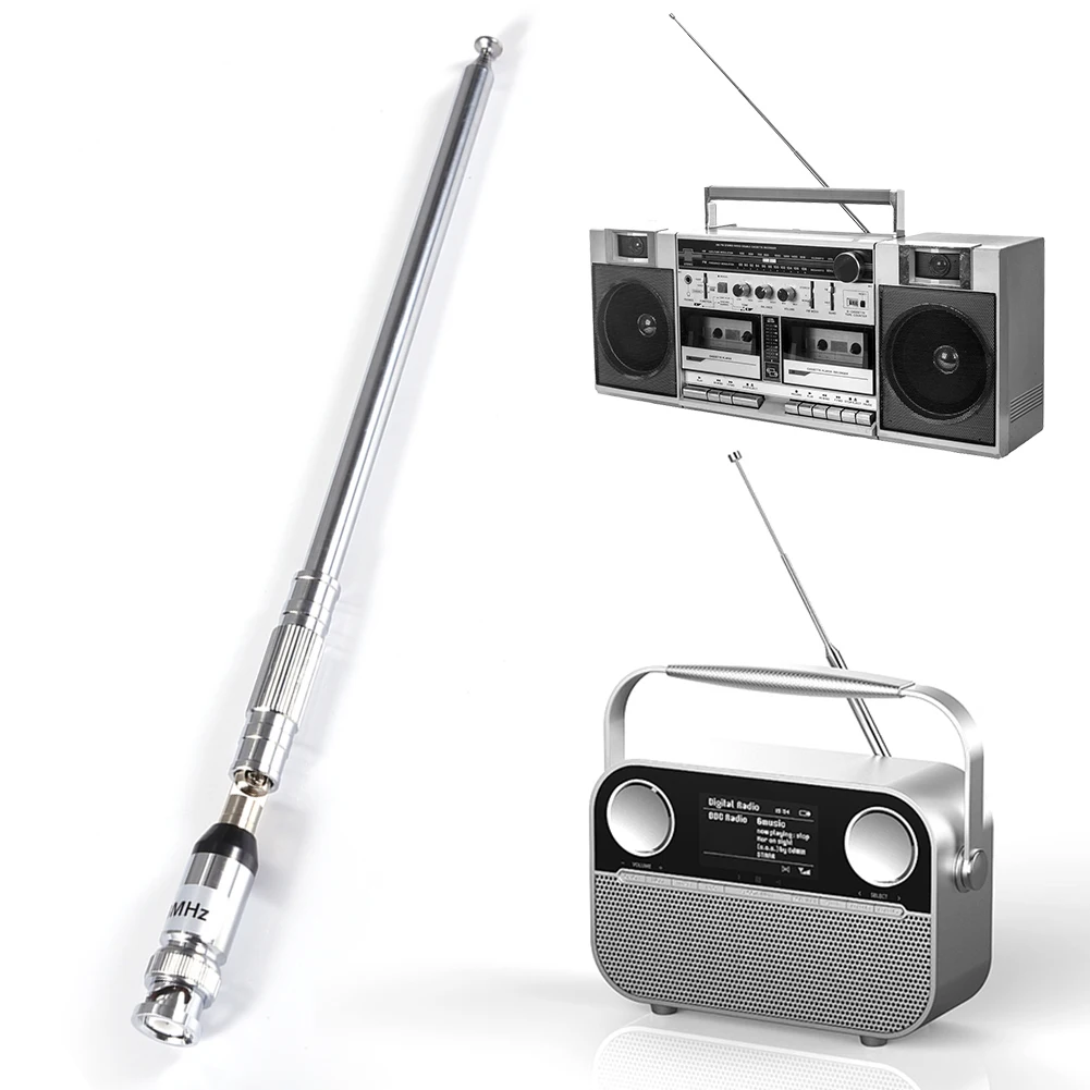 

76-108MHz Telescopic Antenna FM Radio Antenna with BNC Connector Extendable Antenna Receiver VHF FM Antenna for FM Radio