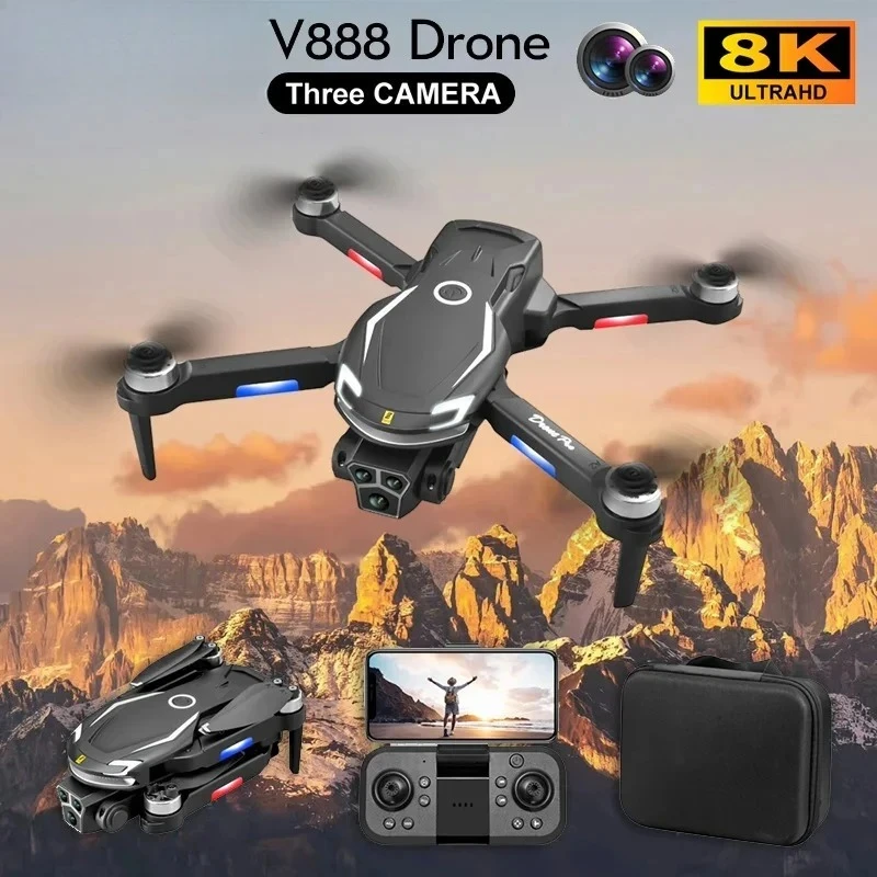Original V888 4K Drone Three Camera HD Aerial Photography WIFI 5G Optical Localization Four-way Obstacle Avoidance New Dron
