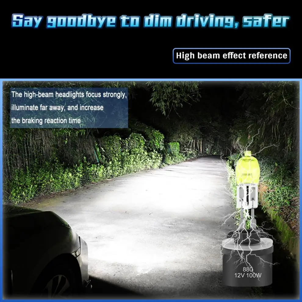 Lampe halogène D super lumineuse pour voiture et salle de bain, lumière blanche automatique, éclairage de sauna avant, H1, H3, H4, H7, H9, H11, 880, 881, 9005/9006, 3000LM, 100W, 2800K, 2 pièces
