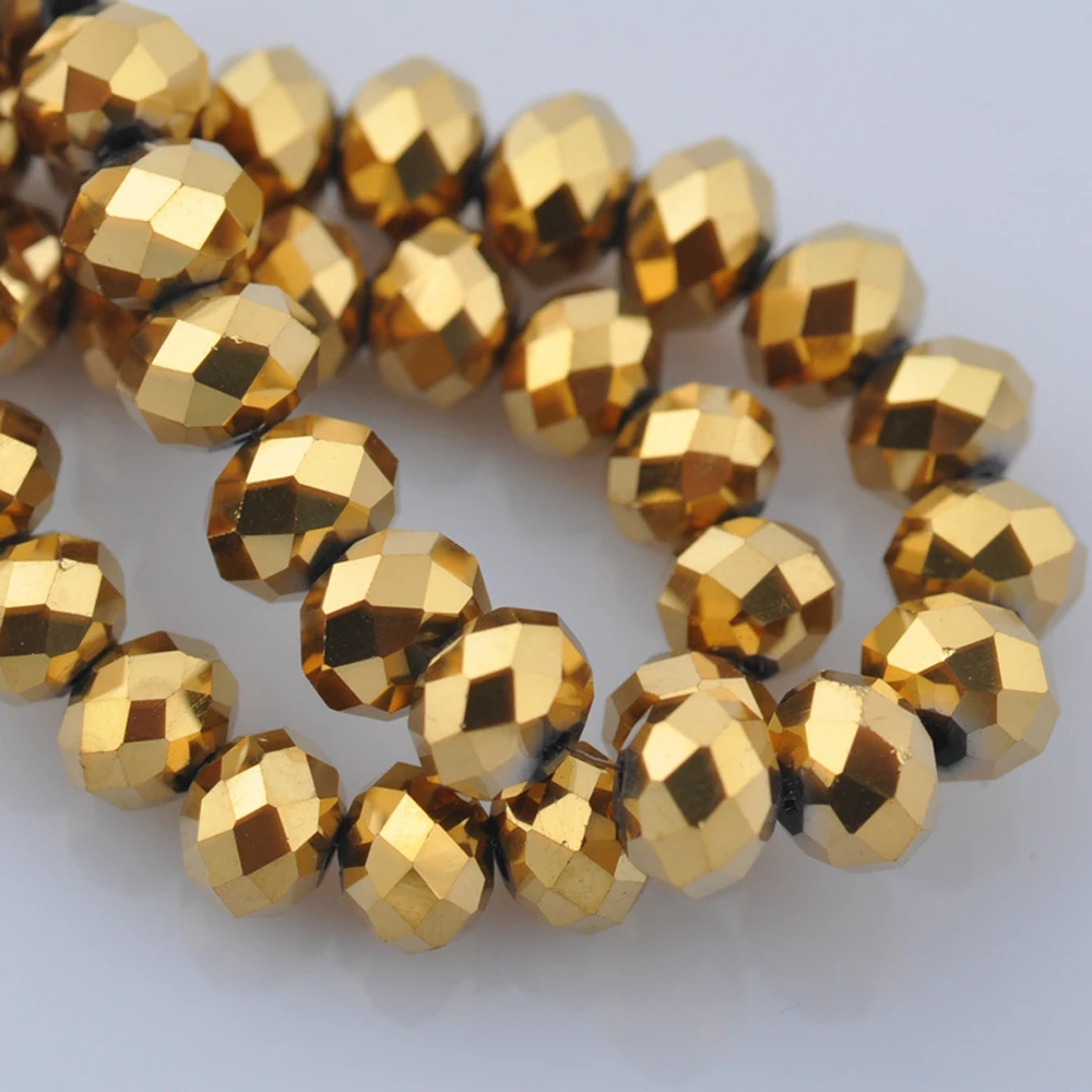 3 4 6 8mm 10mm 12mm 14mm 16mm 18mm Plated Colors Rondelle Faceted Czech Crystal Glass Loose Spacer Beads for Jewelry Making DIY