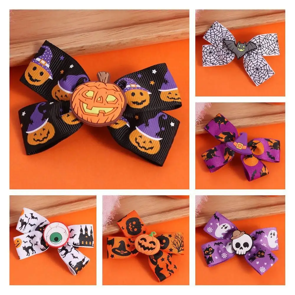 

Ghost Halloween Bow Hair Clip Funny Eyeball Pumpkin Hairpin Hairpin Creativity Bat Duckbill Clip Female/Children