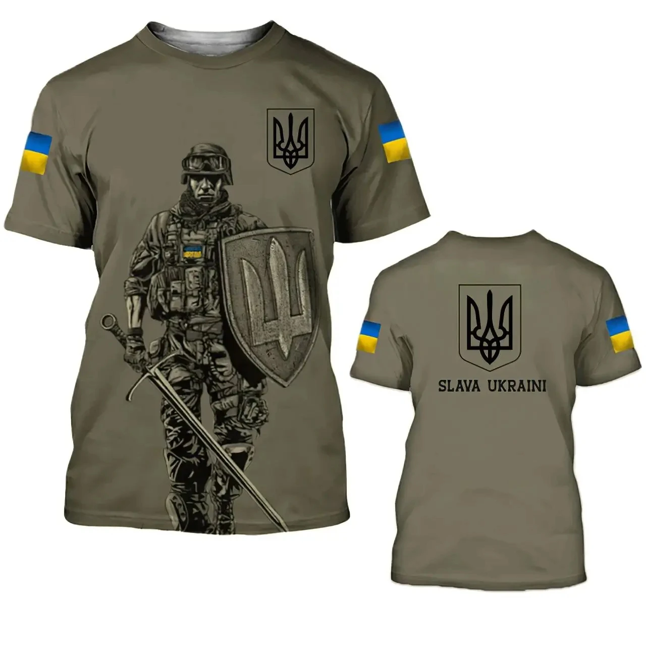 Ukraine Flag Tshirt 3D Print Men Women Ukrainian Army Camouflage Short Sleeve t shirts streetwear O-neck T-shirt Unisex clothing