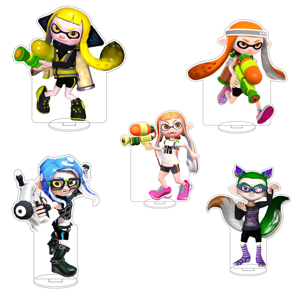 

16CM Anime Splatoon Sheldon Agent 8 Inkling‌‌‌ Salmon Marina Manta Fuyuka Cos Acrylic Figure Stand Ornaments Chirstmas Gifts