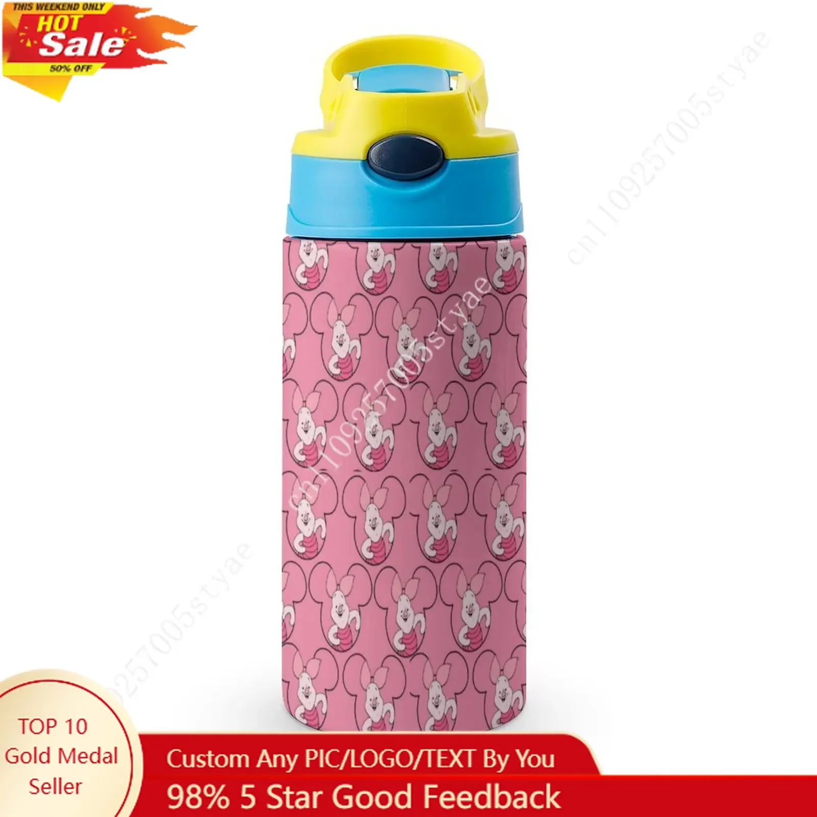 

Piglet Insulated Bottle Disney Cartoon Custom Your Photo Logo Text DIY Design Birthday Holiday Gift Thermos Bottle
