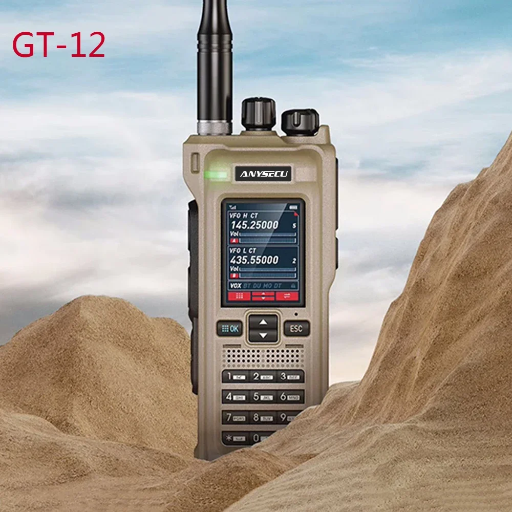 ANYSECU GT-12 10W Radio's UHF VHF AM FM Multi Band APP Bluetooth Schrijven Frequentie Scannen Outdoor Handheld Walkie-talkie