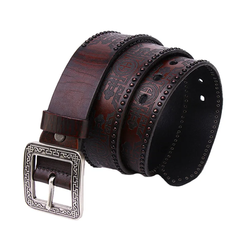 New Punk Style Belt Vintage Stud Casual Leather Belt Distressed Style Belt Neutral Style