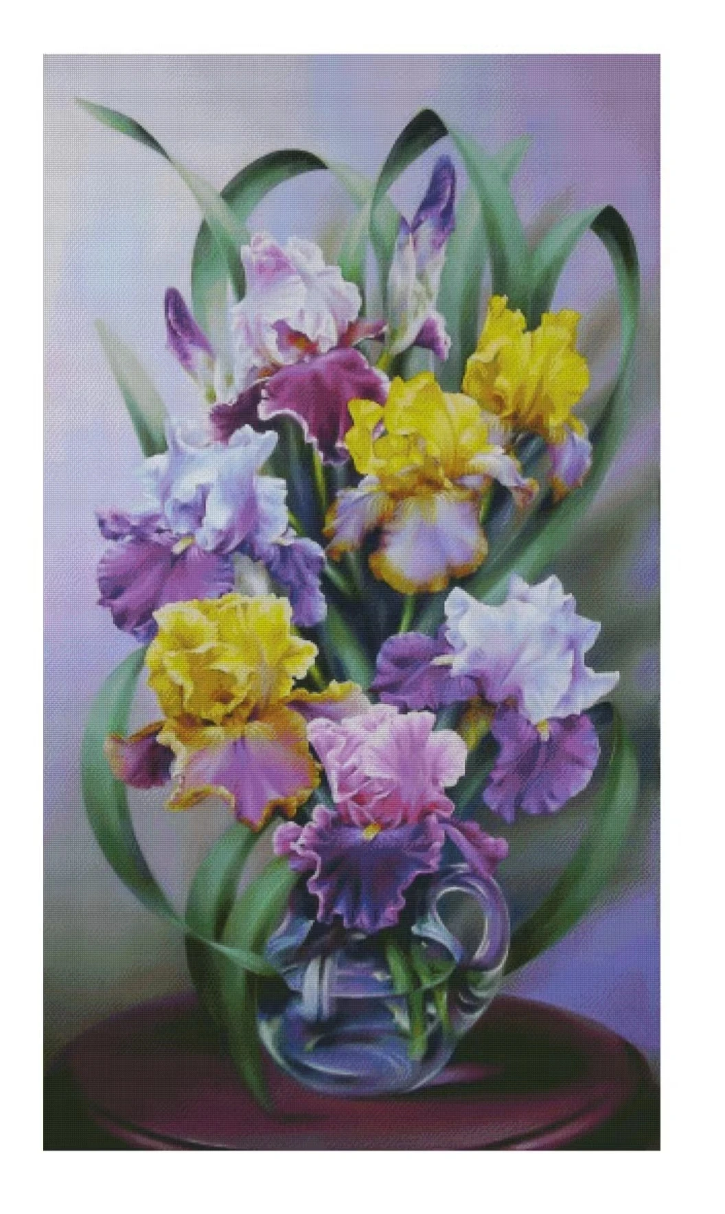 

Iris Vase Bouquet Flowers 16CT 14CT Unprinted Top Quality Cross Stitch Kits Embroidery Art DIY Handmade Needlework Home Decor