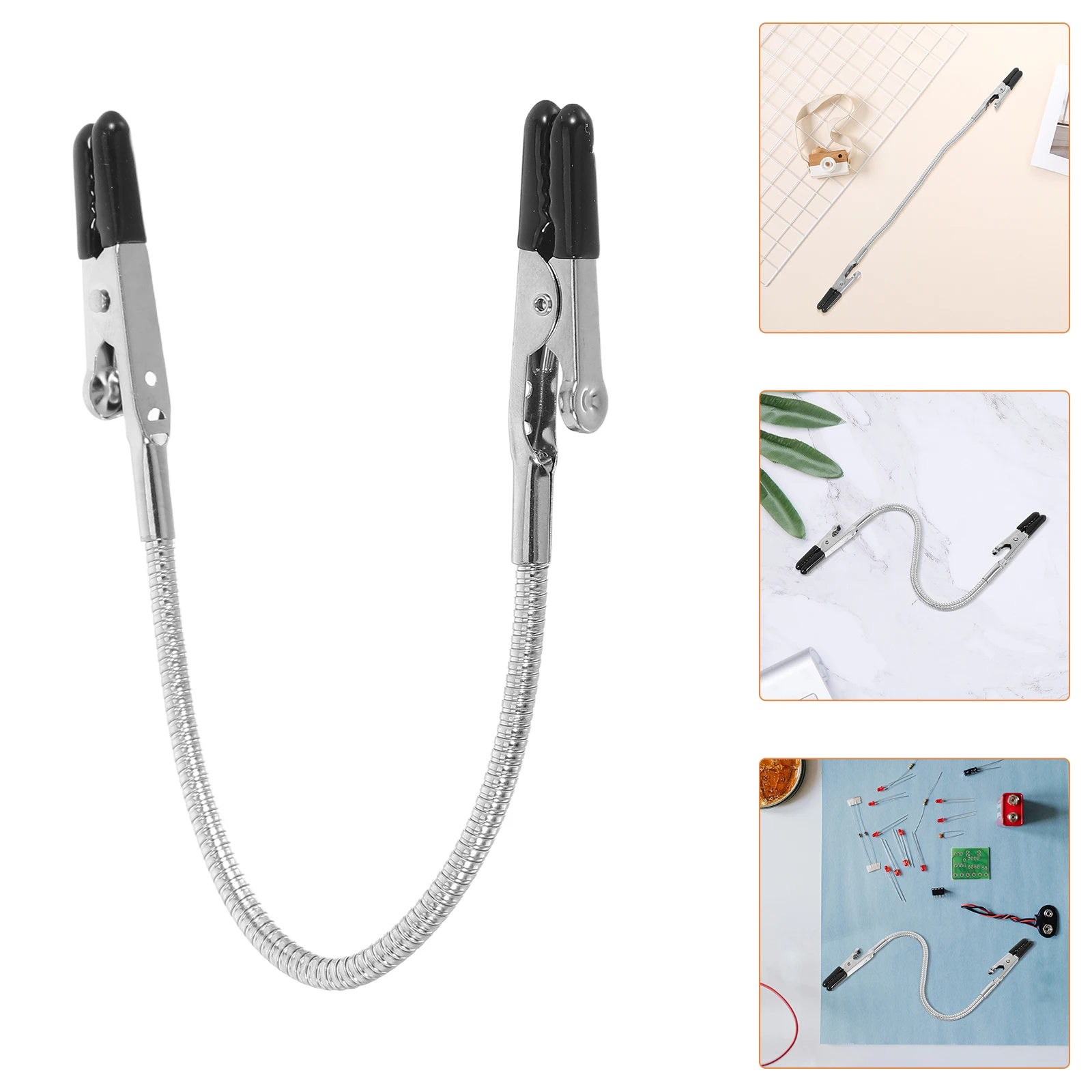 

2pcs 230Mm Soldering Wire Holder Clamps Heavy Duty Dual-Ended Rubber-Coated Alligator Clips For Photos Notes