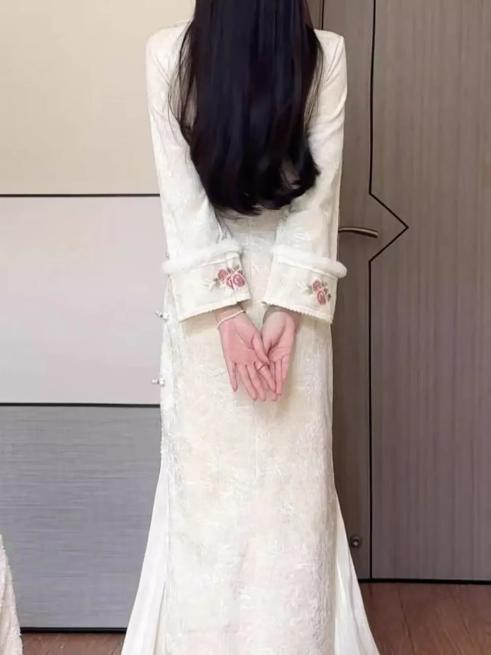 Cheongsam Young Lady Elegant Chinese Girl Improved Autumn Winter Long Sleeve Chinese New Year Qipao Dress Modern 2024