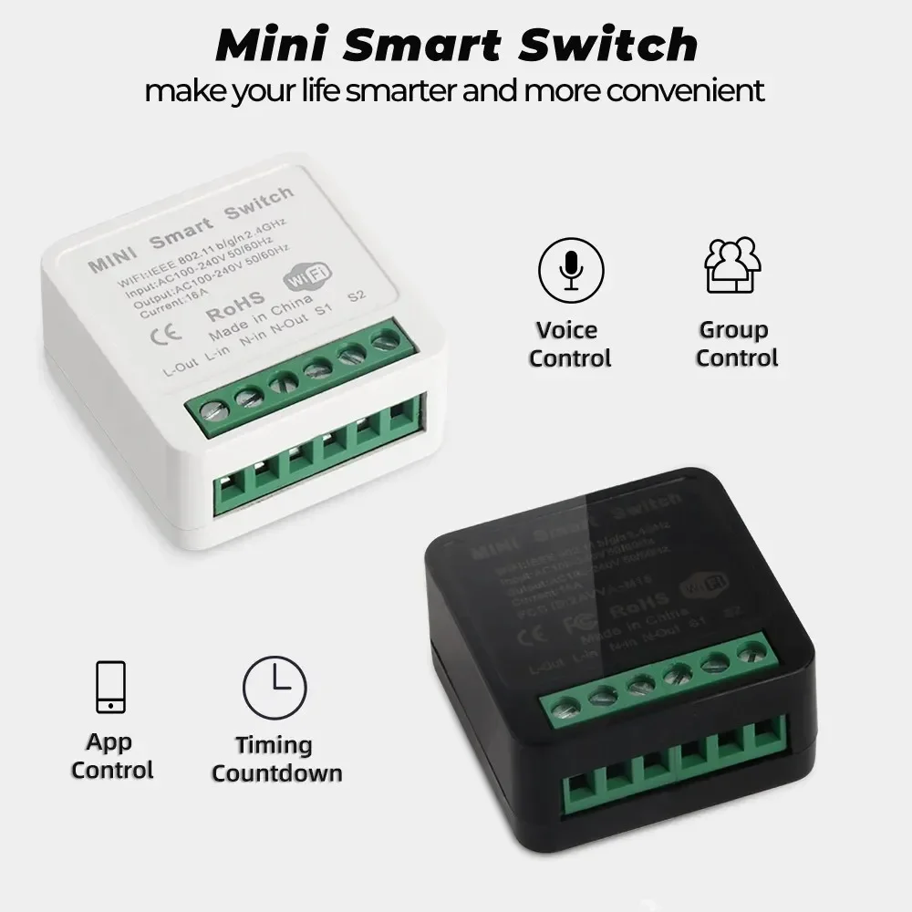 Tuya WIFI Mini Intelligent Timer Relay Smart Life APP Control modulo di automazione Switch fai da te a 2 vie funziona con Alexa Google Home