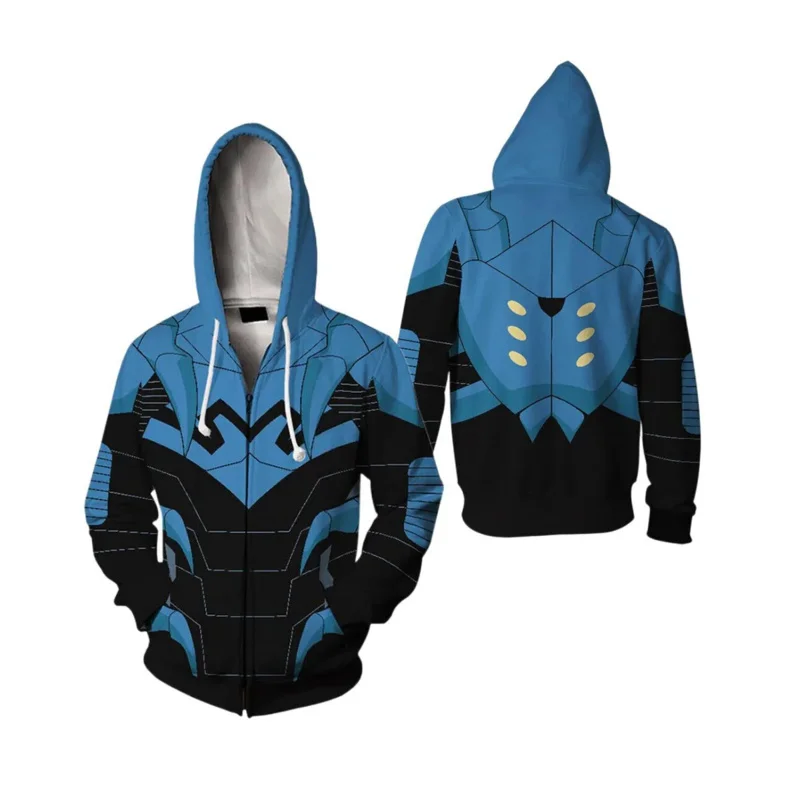 Blue Beetle Cosplay Hoodie 3D Printed Unisex Polyester School Uniform Blue Beetle Costume Thin Spring Hoodie Party Jacket