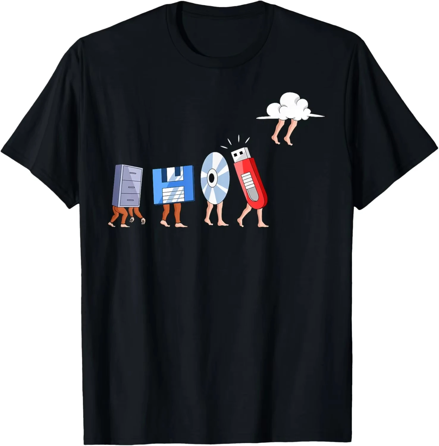 Data Storage Evolution Funny Graphic Tee Cloud Computing Developer Gift Casual