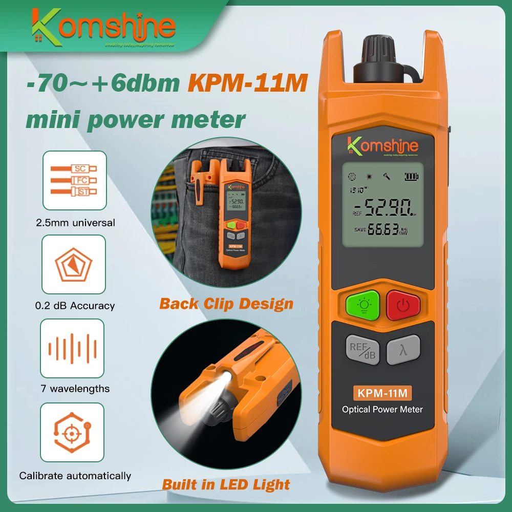 

Fiber Optic Mini Power Meter KPM-11M with LED Light. LC Adapter 1.25mm Suit for Power Meter, Light Source, VFL