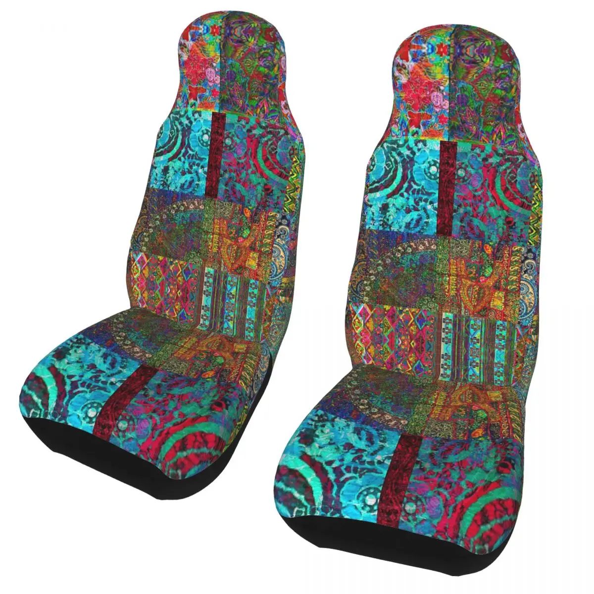 Bohemian Universal Car Seat Cover Auto Interior Hippie Mandala Paisley Boho Front Rear Flocking Cloth Cushion Polyester Hunting