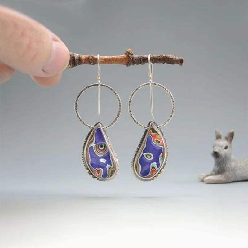 Vintage Hollow Circular Geometric Charm Women's Earrings with Unique Teardrop Abstract Pattern Drop Earrings