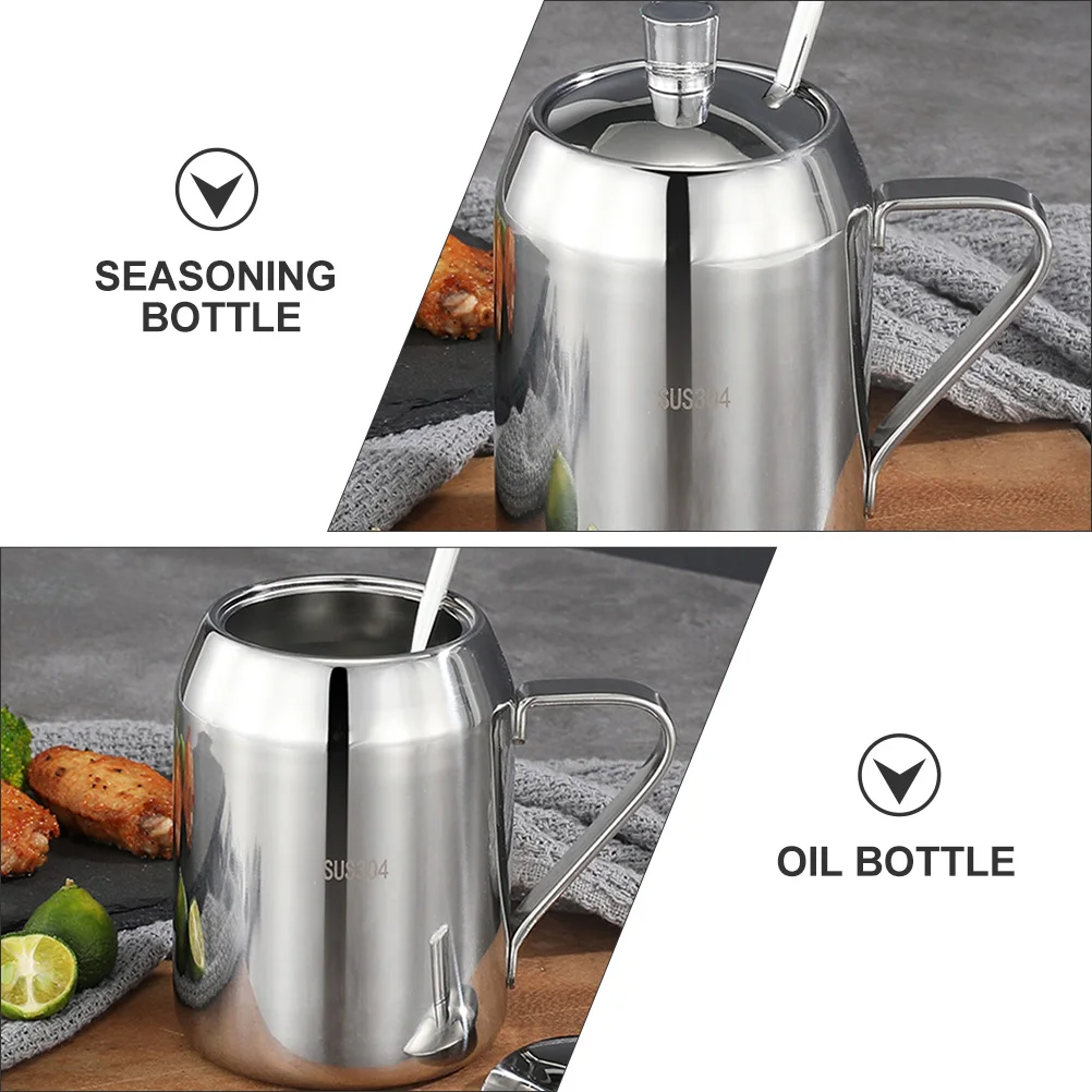 

Stainless Steel Seasoning Bottle Oil Vinegar Soy Sauce Dispenser Kitchen Liquid Container Reusable Practical Spice Jar