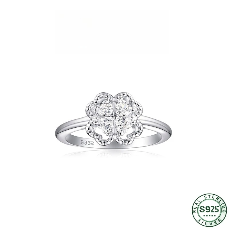 Hot selling 100% S925 silver bracelet electroplated gold zircon silver ring, light luxury and high-end wedding jewelry