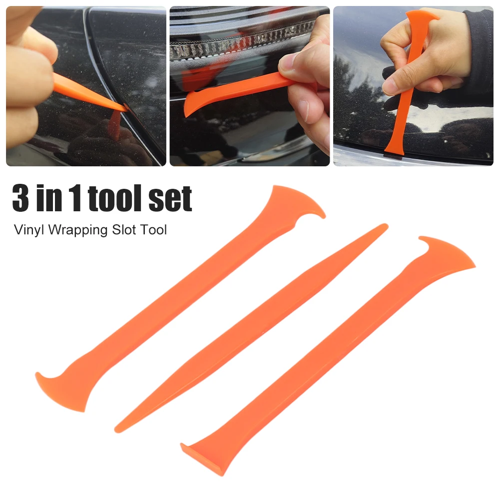 

3Pcs Vinyl Car Wrapping Tool Flexible Micro Squeegee Curves Slot Window Tint Tool Window Squeegee Edge Trimming Tool 2 Hardness