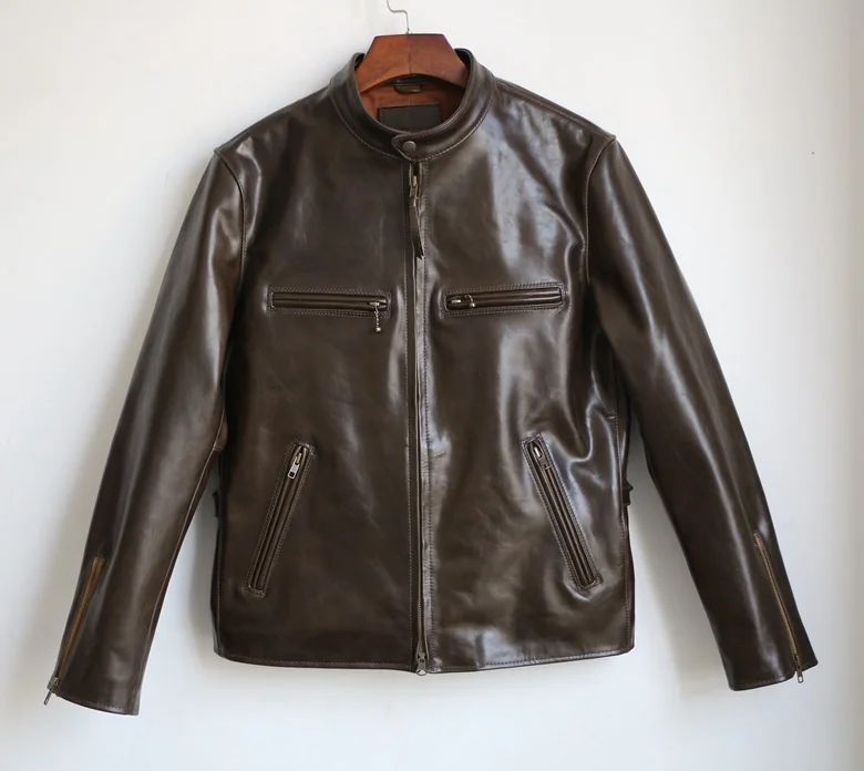 quality Free horse shipping.super hide jacket.japan style.genuine leather jackets.vintage classics man slim coat.sales