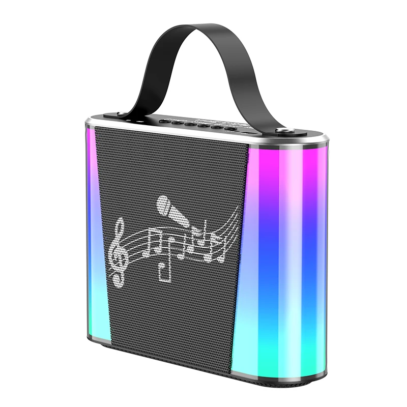 Altavoz Boombox con luz colorida, subwoofer para Fiesta de Karaoke al aire libre, altavoces BT con micrófono, altavoz bluetooth para Karaoke, micrófono Dual