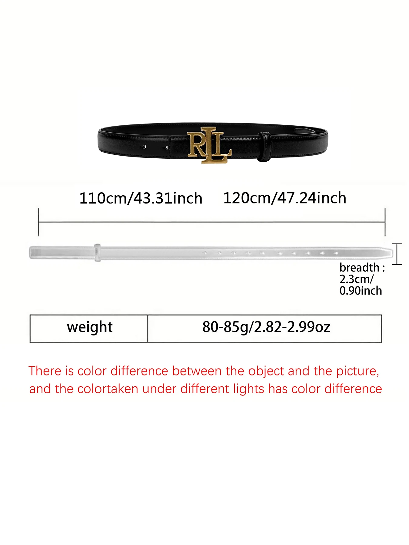 New letter smooth buckle RLL2.3cm wide women's belt, personalized classic fashion belt