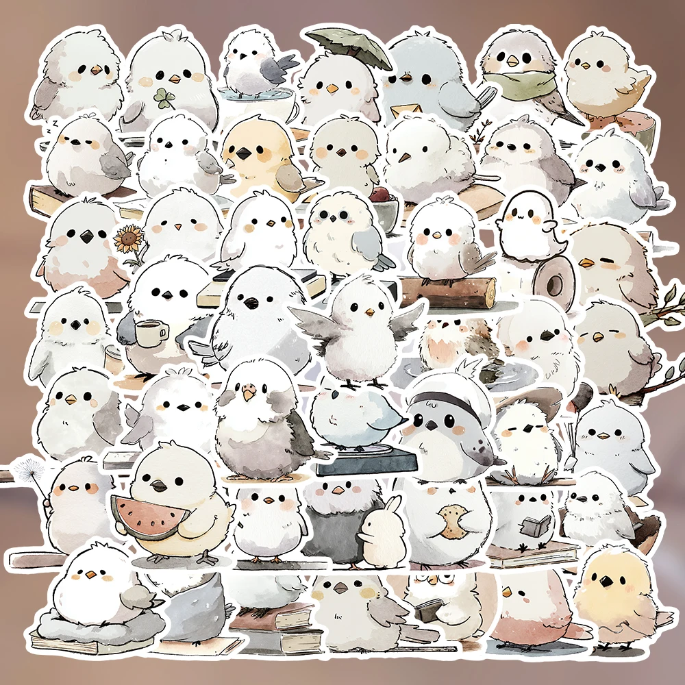 Cozy Whimsical Bird Stickers Pack - 54Pcs Cute Kawaii Bird Decals for Laptop, Desk Decor & Relaxing Aesthetic Gifts