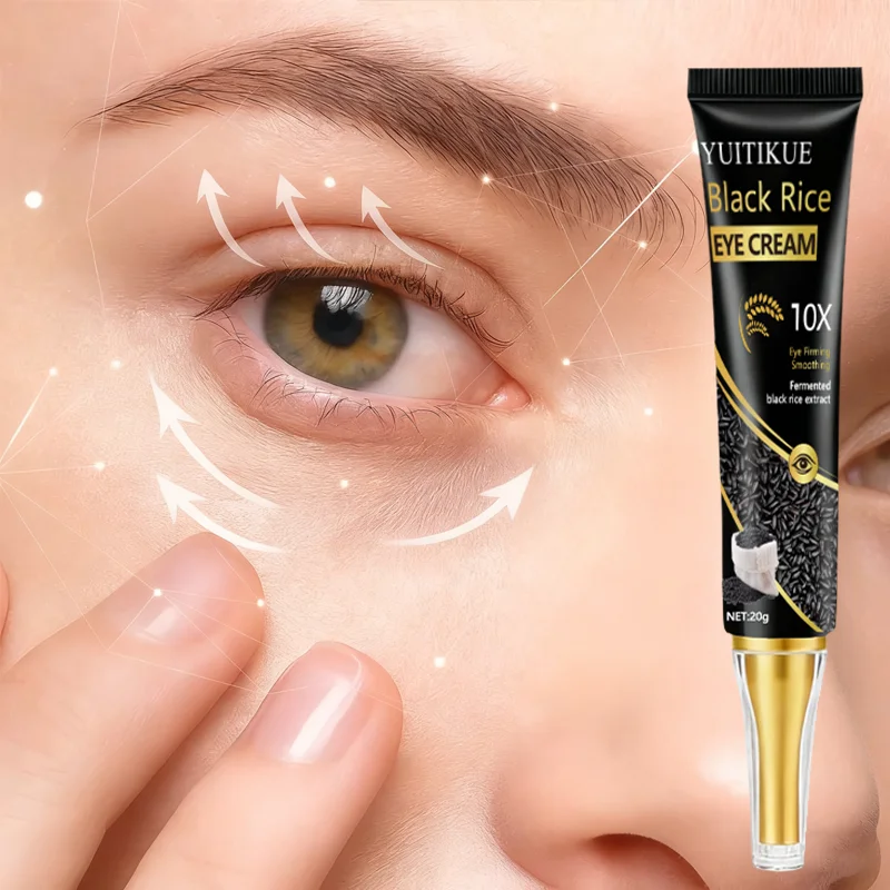 YUITIKUE كريم عين الأرز الأسود 20 جرام - 10X مستخلص مخمر، يشد ويضيء العينين، امتصاص سريع، جميع أنواع البشرة
