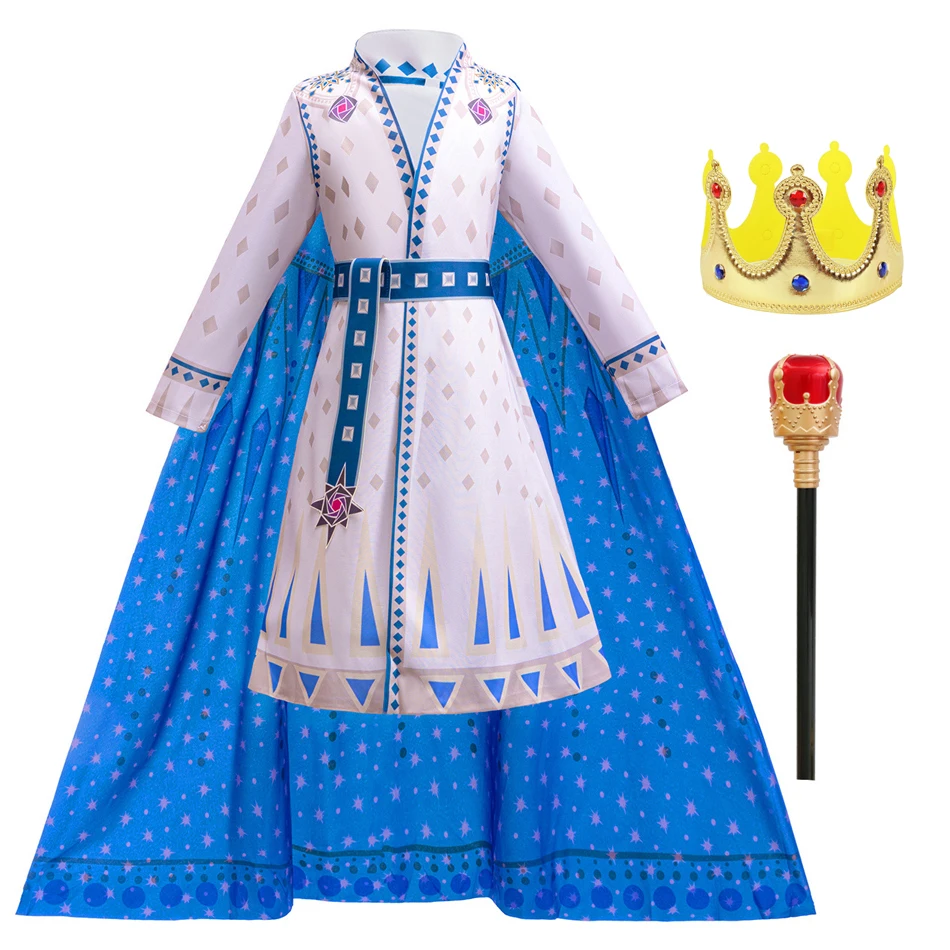 Wish Asha Princess Cosplay Dress for Kid Girl King Queen Halloween Boy Outfit Costume 2-10T Disney